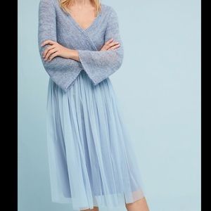 Anthropologie Blue Knit and Tulle Dress